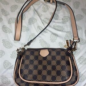 Checkered Brown and Tan Women's Bag